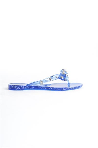 Mubiano Summer Kadın Jelly Şeffaf Lacivert Sim Fiyonk Detay Düz Terlik-MSTB8282-SLS
