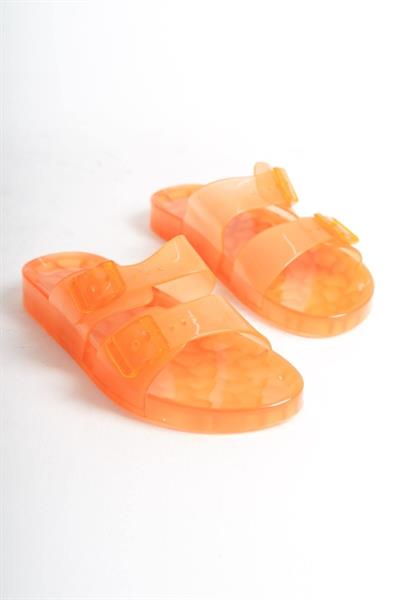 Mubiano Summer Kadın Jelly Şeffaf Oranj Düz Terlik-MSTB188-ORJ
