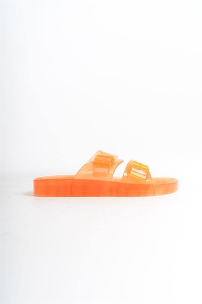 Mubiano Summer Kadın Jelly Şeffaf Oranj Düz Terlik-MSTB188-ORJ