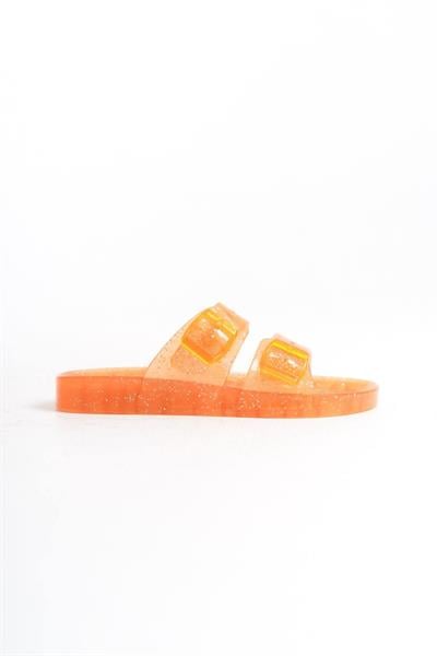 Mubiano Summer Kadın Jelly Şeffaf Oranj Sim Düz Terlik-MSTB165-SOS