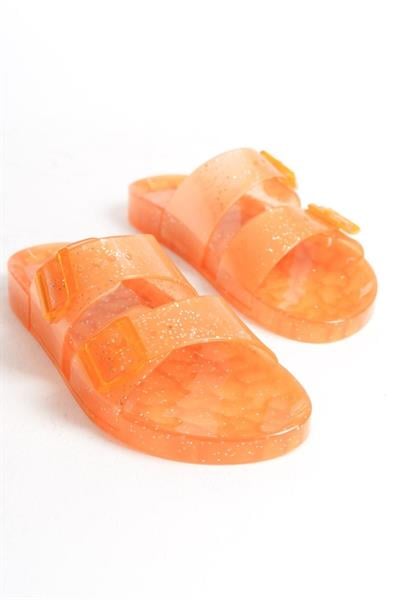 Mubiano Summer Kadın Jelly Şeffaf Oranj Sim Düz Terlik-MSTB165-SOS