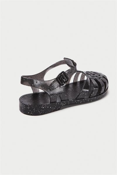 Mubiano Summer Kadın Jelly Toka Detay Şeffaf Siyah Sim Düz Sandalet-MSTB844-SSS