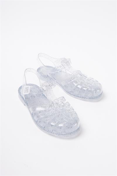 Mubiano Summer Kadın Jelly Toka Detay Şeffaf Gri Sim Düz Sandalet-MSTB844-SGS