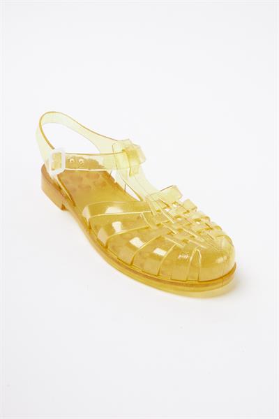Mubiano Summer Kadın Jelly Toka Detay Şeffaf Altın Sim Düz Sandalet-MSTB844-SAS