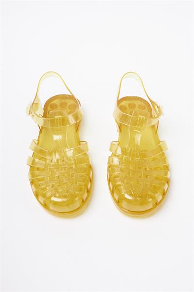 Mubiano Summer Kadın Jelly Toka Detay Şeffaf Altın Sim Düz Sandalet-MSTB844-SAS