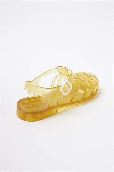 Mubiano Summer Kadın Jelly Toka Detay Şeffaf Altın Sim Düz Sandalet-MSTB844-SAS