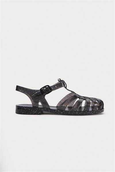 Mubiano Summer Kadın Jelly Toka Detay Şeffaf Siyah Sim Düz Sandalet-MSTB844-SSS