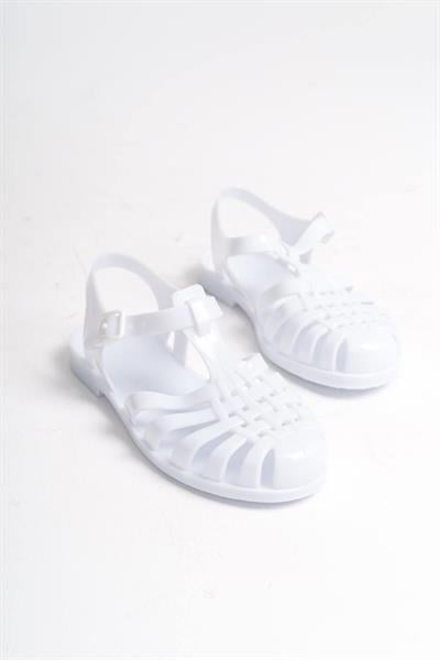 Mubiano Summer Kadın Jelly Toka Detay Mat Beyaz Düz Sandalet-MSTB844-B
