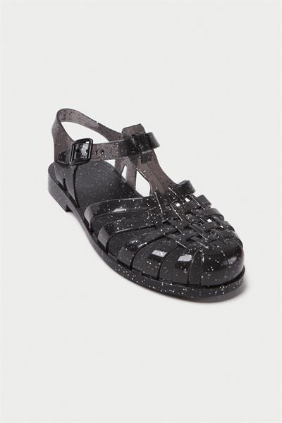 Mubiano Summer Kadın Jelly Toka Detay Şeffaf Siyah Sim Düz Sandalet-MSTB844-SSS