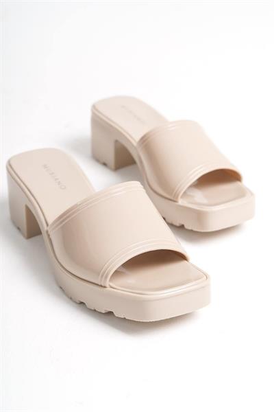 Mubiano Summer Kadın Jelly Topuklu Bej Terlik-MSTB700-BJ