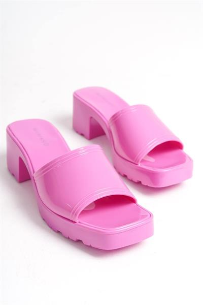 Mubiano Summer Kadın Jelly Topuklu Pembe Terlik-MSTB700-PMB