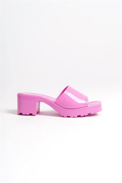 Mubiano Summer Kadın Jelly Topuklu Pembe Terlik-MSTB700-PMB