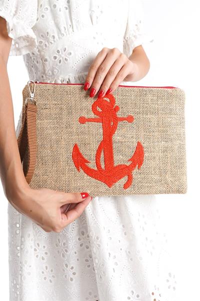 Mubiano Summer Kadın Jüt Hasır Kumaş Çapa Clutch & Portföy Çanta - MSLY0103-BJ