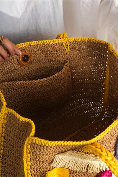 Mubiano Summer Uzun Askılı Rafya Sarı Günlük&Plaj Çantası -MSLY1600-SR