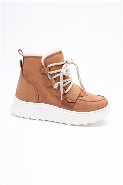 Veyra Kadın Taba Süet Kürk Detaylı Spor Bot