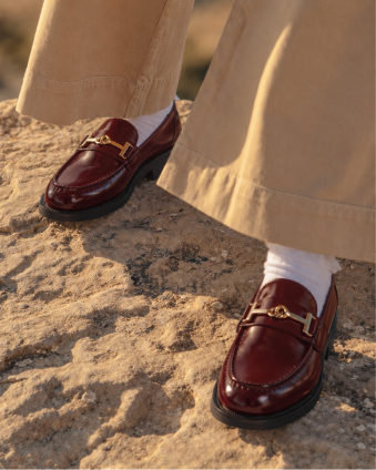 Bordo rugan kadın loafer