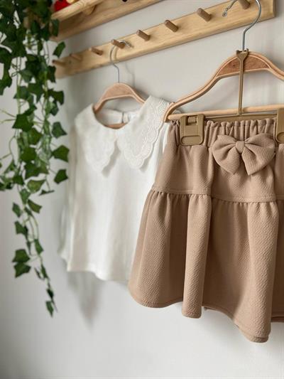 Dantel Yakalı Etekli 2 li Kız Çocuk Takım 