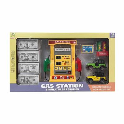 Benzin İstasyonu Simülasyonu Sesli Işıklı Aksesuarlı Metal Çek Bırak Araba