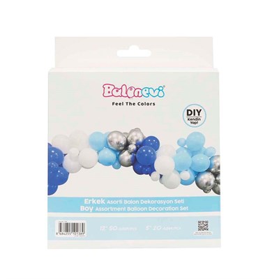 Balon Evi Erkek Asorti Balon Dekorasyon Seti 70li