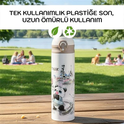 Vagonlife 480 Ml Panda Desenli Paslanmaz Çelik Termos