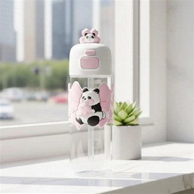 Vagonlife 600 Ml Panda Figürlü Pipetli Su Matarası