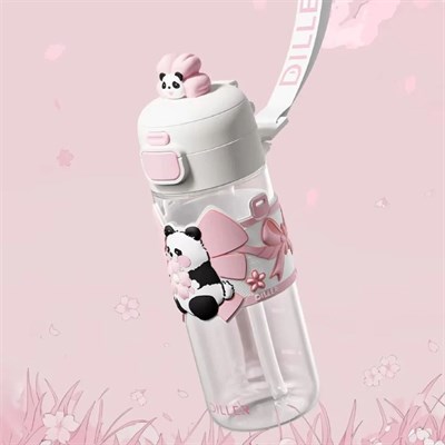 Vagonlife 600 Ml Panda Figürlü Pipetli Su Matarası