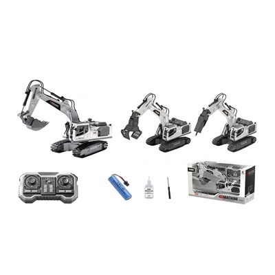 Gepettoys Metal Değişebilen 3 Başlıklı Duman Atan İş Makinası