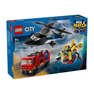 LEGO City Helikopter, İtfaiye Kamyonu ve Denizaltı Karışımı 874 Parça