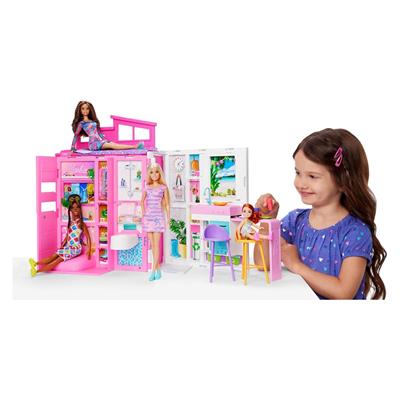 Barbie Portatif Tatil Evi Bebek ve Oyun Seti