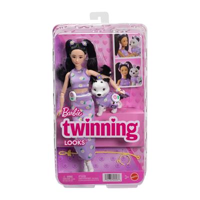 Barbie Uyumlu Dostlar Siyah Saçlı Bebek ve Köpekçiği
