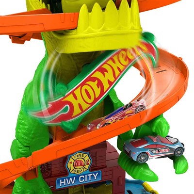 Hot Wheels T-Rex ve İtfaiye İstasyonu Oyun Seti
