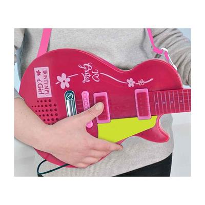 Sunman Bontempi Ayaklı Mikrofonlu Pembe Elektronik Çocuk Rock Gitarı