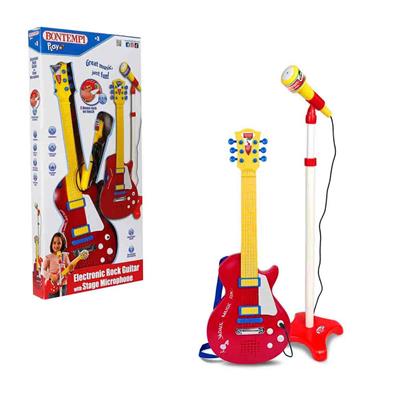Sunman Bontempi Ayaklı Mikrofonlu Kırmızı Elektronik Çocuk Rock Gitarı