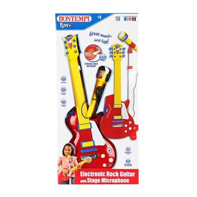 Sunman Bontempi Ayaklı Mikrofonlu Kırmızı Elektronik Çocuk Rock Gitarı