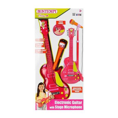 Sunman Bontempi Ayaklı Mikrofonlu Pembe Elektronik Çocuk Rock Gitarı