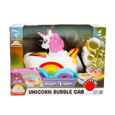 Sunman Işıklı Uzaktan Kumandalı Baloncuk Çıkaran Unicorn Araba Şarjlı