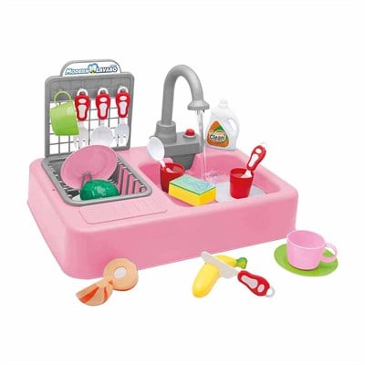 Pilli Modern Mutfak Lavabo Seti Pembe 25 Parça