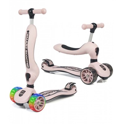 Unicare Smart Pembe Oturaklı Led Işıklı Scooter 3 Tekerli