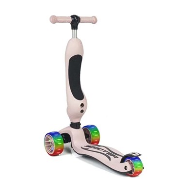 Unicare Smart Pembe Oturaklı Led Işıklı Scooter 3 Tekerli