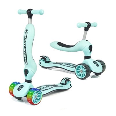 Unicare Smart Turkuaz Oturaklı Led Işıklı Scooter 3 Tekerli