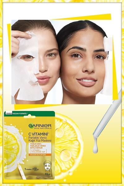C Vitamini Parlaklık Verici Kağıt Yüz Maskesi (5% Vitamin C, Gliserin,Niasinamid),Vegan&Cruelty Free