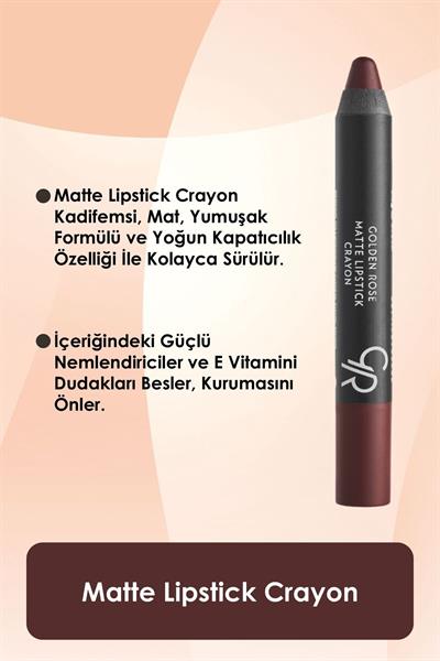 Golden Rose Matte Lipstick Crayon No:01 Chocolate Brown Mat Kalem Ruj 3,5 g