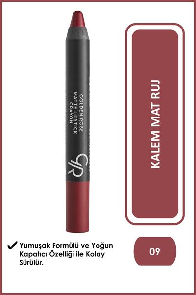 Golden Rose Matte Lipstick Crayon No:09 Brick Mat Kalem Ruj 3,5 g