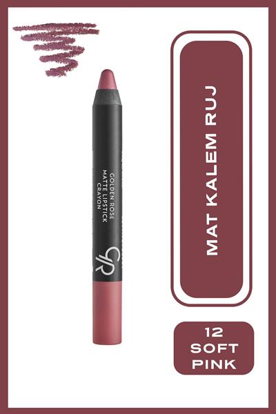 Golden Rose Matte Lipstick Crayon No:12 Soft Pink Mat Kalem Ruj 3,5 g