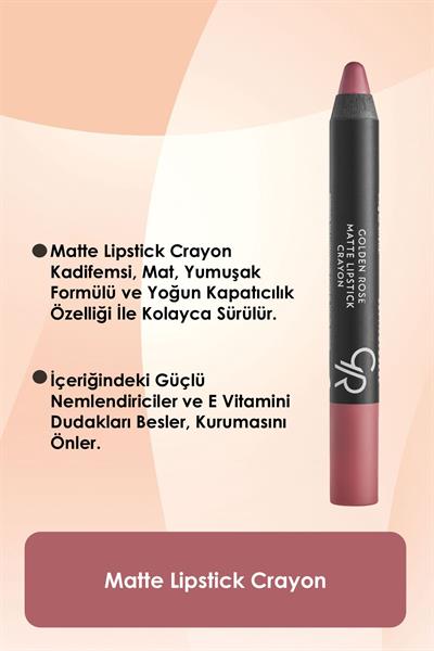 Golden Rose Matte Lipstick Crayon No:12 Soft Pink Mat Kalem Ruj 3,5 g