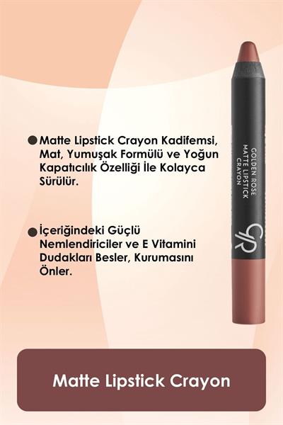 Golden Rose Matte Lipstick Crayon No:14 Dark Beige Mat Kalem Ruj 3,5 g