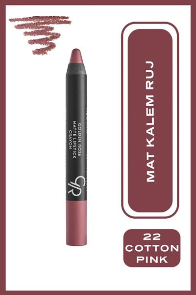 Golden Rose Matte Lipstick Crayon No:22 Cotton Pink Mat Kalem Ruj 3,5 g