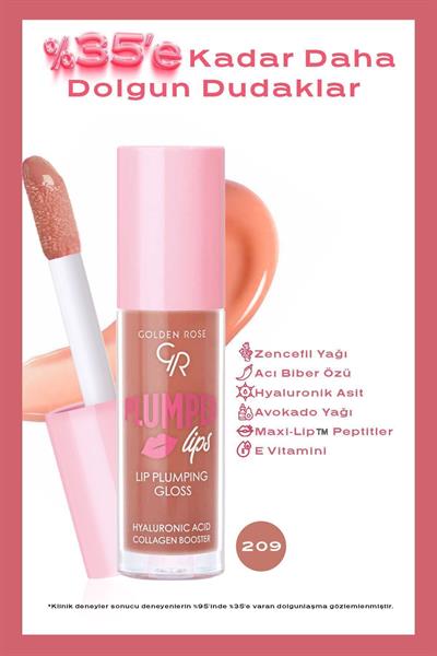Golden Rose Plumped Lips Dolgunlaştırıcı Dudak Parlatıcısı No:209 4,7 ml