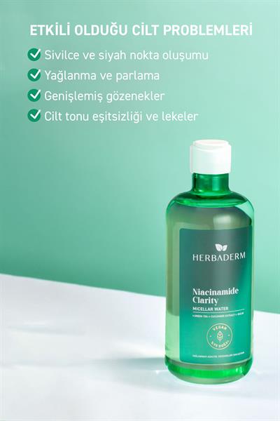 Niacinamide Clarity, Karşıtı ve Yağlanmayı Dengeleyici Micellar Makyaj Temizleme Suyu 500 ml
