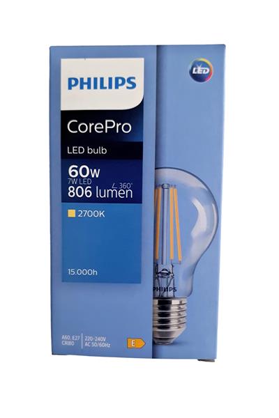 Philips CorePro Filament LED Ampul A60 E27 7W 2700K Şeffaf